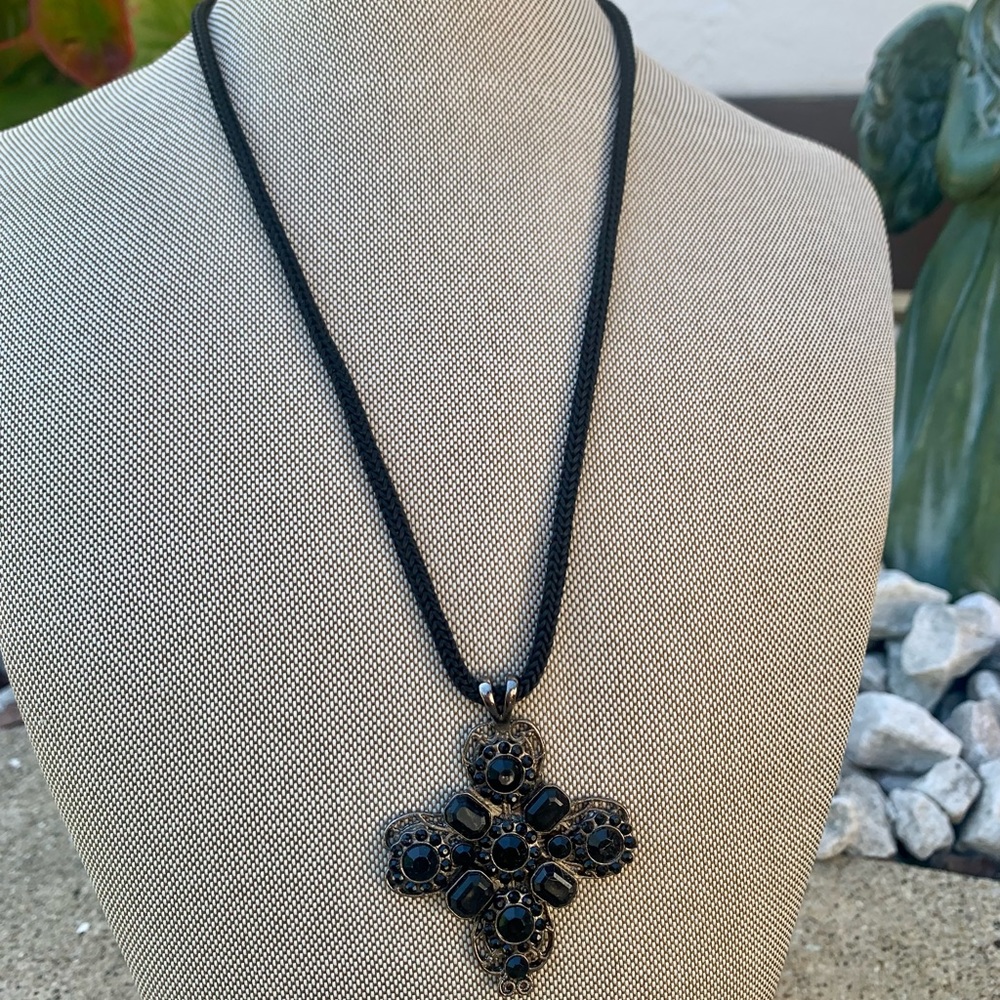 Vintage Black Cross Necklace